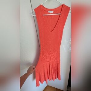 Orange Knit Sleeveless Midi Dress by Calvin Klein